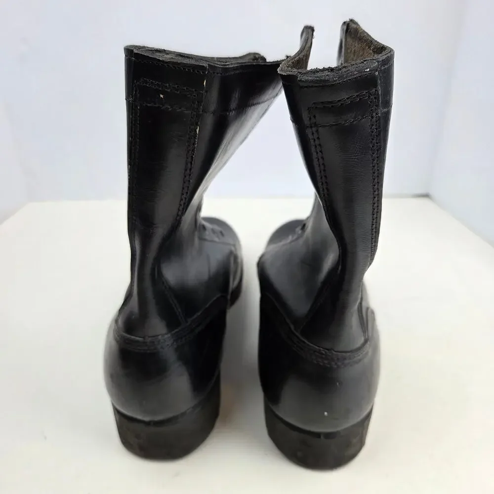 Vintage 1971 USGI Combat Boots 10R Black Leather Vietnam Era Ro-Search Sole